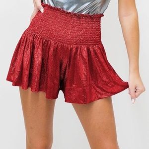 NWT Red Flowy sparkle shorts